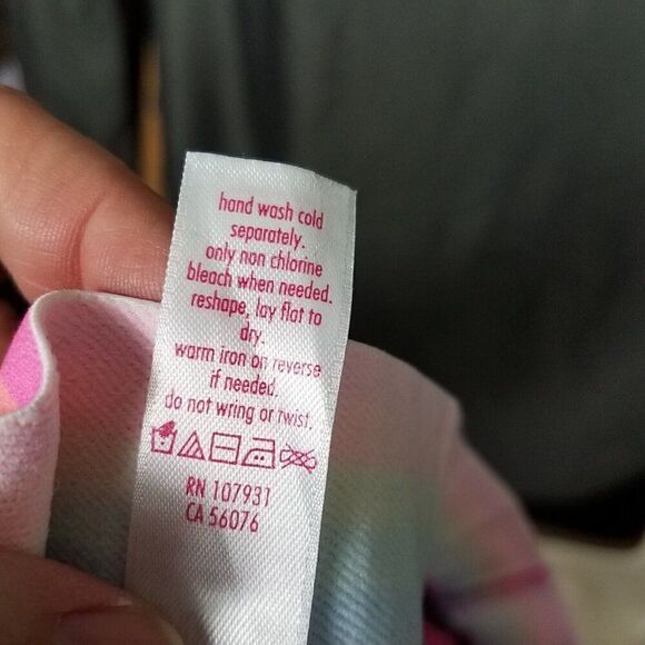 Justice 12 Plus Gray Bikini Bottoms Colorful Stripes Swimming Suit Bottom Only - Picture 5 of 6